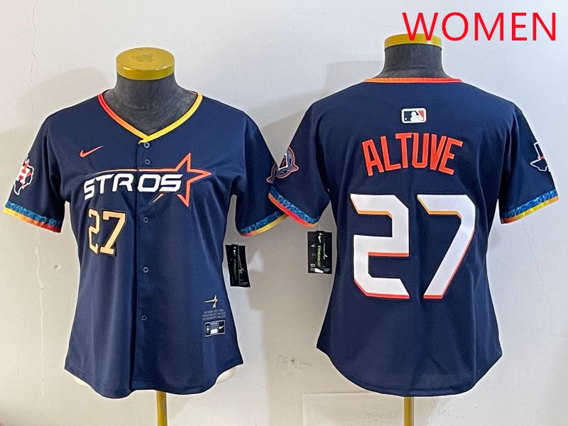 Women Houston Astros #27 Altuve Drak Blue Fourth generation Joint Name 2025 Nike MLB Jersey style 3